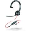 Poly Blackwire 3315 - Blackwire 3300 series - Headset - On-Ear - kabelgebunden - 3,5 mm Stecker, USB-C - Schwarz - UC-zertifiziert, Zertifiziert für Microsoft Teams