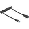 Delock USB 5 Gbps Spiralkabel Typ-A Stecker zu Typ-A Buchse 0,4 m bis 0,6 m schwarz