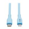 Eaton Tripp Lite Series Safe-IT USB-C to Lightning Sync / Charge Antibacterial Cable, Ultra Flexible, MFi Certified - USB 2.0 (M / M), Light Blue, 6 ft. (1.83 m) - Lightning-Kabel - 24 pin USB-C männlich zu Lightning männlich - 1.83 m - Hellblau - passiv