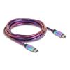 Delock USB 2.0 Kabel USB-C Stecker zu Stecker mit Metallmantel irisierend PD 3.0 60 W 2 m
