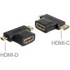 Delock - HDMI Splitter - HDMI weiblich zu 19 pin mini HDMI Type C, 19 pin micro HDMI Type D männlich - Schwarz