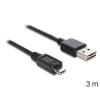 Delock EASY-USB - USB-Kabel - Micro-USB Typ B (M) zu USB (M) - 3 m - Schwarz