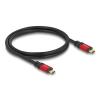 Delock - USB-Kabel - 24 pin USB-C (M) zu 24 pin USB-C (M) - USB 3.2 / Thunderbolt 3 - 20 V - 5 A - 80 cm - E-marker, unterstützt Power Delivery 3.0, bis zu 20 Gbps Datentransferrate, USB-Stromversorgung (100 W), vergoldete Kontakte - Schwarz / Rot