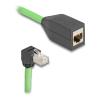 Delock - Netzwerkverlängerungskabel - RJ-45 (M) nach unten abgewinkelt zu RJ-45 (W) - 2 m - 6.8 mm - SF / UTP - CAT 6a - geschirmt - grün