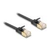 Delock RJ45 Netzwerkkabel Cat.6A Stecker zu Stecker mit robuster Rastnase und Cat.7 Rohflachbandkabel U / FTP 5 m schwarz