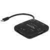 Delock Micro USB OTG Card Reader + 3 port USB Hub - Kartenleser (MS, MS PRO, MMC, SD, MS Duo, MS PRO Duo, RS-MMC, TransFlash, microSD, MMCmicro, SDHC, MS Micro, microSDHC, SDXC, microSDXC, MS PRO-HG) - USB