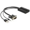 Delock VGA to HDMI Adapter with Audio - Video- / Audio-Adapter - 15 pin D-Sub (DB-15), Mini-Stecker, USB (nur Strom) männlich zu HDMI weiblich - 25 cm - Schwarz