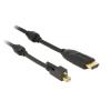 Kabel mini Displayport 1.2 Stecker mit Schraube > HDMI-A Stecker 3 m schwarz 4K aktiv Delock