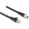 Delock M12 Kabel X-kodiert 8 Pin Stecker zu RJ45 Stecker Cat.5e S / FTP flexibel 3 m schwarz