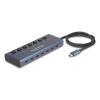 Delock USB 5 Gbps Hub mit 7 USB-C Ports mit Schalter davon 6 x Datenport + 1 x Daten / und PD 20 Watt