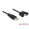 Delock Kabel USB 2.0 Typ-A Stecker > USB 2.0 Typ-A Buchse zum Einbau 0,5 m