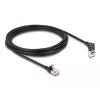 Delock - Netzwerkkabel - RJ-45 (M) nach oben angewinkelt zu RJ-45 (M) gerade - 3 m - 4.5 mm - S / FTP - CAT 6a - geschirmt, halogenfrei - Schwarz (Packung mit 100)
