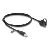 Delock Kabel USB 2.0 Typ-B Stecker zu USB 2.0 Typ-B Buchse zum Einbau mit Bajonett-Verschlusskappe IP68 staub- und wasserdicht 1 m schwarz