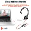 Poly Blackwire 3315 - Blackwire 3300 series - Headset - On-Ear - kabelgebunden - 3,5 mm Stecker, USB-C - Schwarz - UC-zertifiziert, Zertifiziert für Microsoft Teams