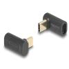 Delock - USB-Adapter - 24 pin USB-C (M) gewinkelt zu 24 pin USB-C (W) - Thunderbolt 4 - 48 V - 5 A - unterstützt Power Delivery 3,1, unterstützt bis zu 240 W Spannungsversorgung, Support von 8K 60 Hz, bis zu 40 Gbps Datentransferrate - Anthrazit