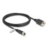 Delock M12 Kabel D-kodiert 4 Pin Buchse zu RJ45 Buchse zum Einbau Cat.5e FTP 2 m schwarz