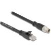 Delock M12 Kabel X-kodiert 8 Pin Stecker zu RJ45 Stecker Cat.5e S / FTP flexibel 2 m schwarz