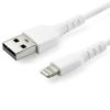 StarTech.com 2m USB-A auf Lightning-Kabel - Hochbelastbare, robuste Aramidfaser - USB Typ-A auf Lightningkabel - Lade- / Synchronisationskabel - Apple MFi-zertifiziert iPad / iPhone 12 - Weiß (RUSBLTMM2M) - Lightning-Kabel - USB männlich gerade zu Lightn