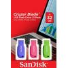 SanDisk Cruzer Blade - USB-Flash-Laufwerk - 32 GB - USB 2.0 - Blau, grün, pink (Packung mit 3)