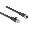 Delock M12 Kabel X-kodiert 8 Pin Buchse zu RJ45 Stecker Cat.5e S / FTP flexibel 2 m schwarz