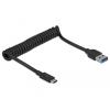 Delock USB 3.1 Gen 2 Spiralkabel Typ-A Stecker zu Typ-C Stecker