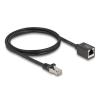 Delock - Netzwerkverlängerungskabel - RJ-45 (M) zu RJ-45 (W) - 1 m - 6 mm - S / FTP - CAT 6a - halogenfrei - Schwarz