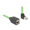 Delock - Patch-Verlängerungskabel - RJ-45 (M) nach oben angewinkelt zu RJ-45 (W) gerade - 1 m - 6.8 mm - SF / UTP - CAT 6a - grün