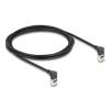 Delock - Patch-Kabel - RJ-45 (M) nach oben angewinkelt zu RJ-45 (M) nach oben angewinkelt - 2 m - 4.5 mm - S / FTP - CAT 6a - geschirmt, halogenfrei - Schwarz