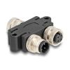 Delock M12 Y-Splitter A-kodiert 4 Pin 1 x Buchse zu 1 x Stecker und 1 x Buchse Parallelschaltung