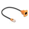 Delock D-Typ RJ45 Kabel Stecker zu Buchse Cat.5e UTP orange / schwarz 30 cm