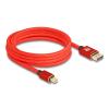 Delock Mini DisplayPort zu DisplayPort Kabel 8K 60 Hz 3 m rot Metall ohne Einrastfunktion