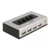 Delock Umschalter USB 2.0 mit 1 x Typ-B Buchse zu 4 x Typ-A Buchse manuell bidirektional