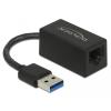 Delock Adapter SuperSpeed USB (USB 3.2 Gen 1) mit USB Typ-A Stecker > Gigabit LAN 10 / 100 / 1000 Mbps kompakt schwarz