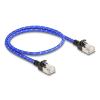 Delock RJ45 Netzwerkkabel mit Geflechtmantel Cat.6A U / FTP Slim 0,5 m blau