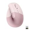 Logitech Lift Vertical Ergonomic Mouse - Vertikale Maus - ergonomisch - optisch - 6 Tasten - kabellos - Bluetooth, 2.4 GHz - Logitech Logi Bolt USB-Receiver - rosé