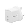HyperJuice - Netzteil - GaN - 35 Watt - QC 3.0, Power Delivery 3.0 + PPS - 2 Ausgabeanschlussstellen (24 pin USB-C) - weiß - Großbritannien