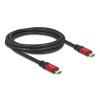 Delock - USB-Kabel - 24 pin USB-C (M) zu 24 pin USB-C (M) - USB 2.0 - 48 V - 5 A - 2 m - unterstützt Power Delivery 3,1, vergoldete Kontakte - Rot