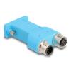 Delock D-Sub 9 Buchse zu M12 Stecker und Buchse 5 Pin A-kodiert CAN Bus Verteiler 180° blau