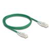 Delock RJ45 Netzwerkkabel Cat.6A Stecker zu Stecker mit gebogener Rastnase U / FTP Slim 1 m grün