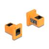 Delock D-Typ Modul RJ45 Buchse zu Buchse 90 Grad gewinkelt orange