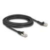 Delock RJ45 Netzwerkkabel Cat.8.1 S / FTP Stecker 45 grad nach links gewinkelt zu Stecker gerade bis 40 Gbps 3 m schwarz