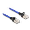 Delock RJ45 Netzwerkkabel mit Geflechtmantel Cat.6A U / FTP Slim 2 m blau