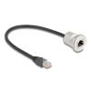 Delock RJ45 Einbaubuchse mit Kabelpeitsche Stecker Cat.5e STP 30 cm Aluminium