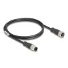 Delock - Netzwerkkabel - 8-polig M12-A (M) zu 8-polig M12-A (M) - 2 m - 6 mm - S / FTP - CAT 5e - Schwarz