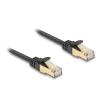 Delock RJ45 Flachband Netzwerkkabel mit Geflechtmantel Cat.6A U / FTP Stecker zu Stecker 10 m schwarz